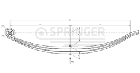 Rear leaf-spring for a trailer 887b(M) 3 leaves