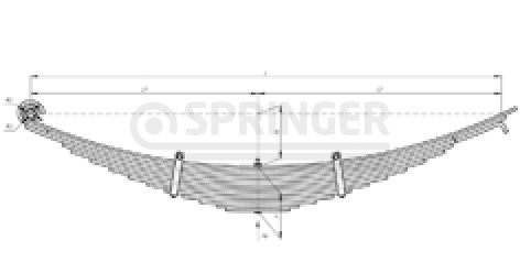 Front leaf-spring for MAZ 551605, 651705, 5516A5 14 leaves