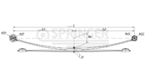 Rear leaf-spring for Peugeot Boxer 3, Citroen Jumper, Fiat Ducato 250 2 leaves