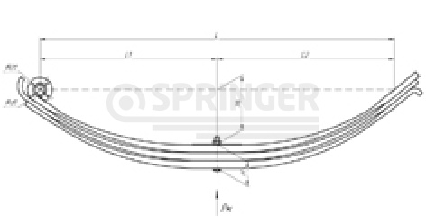 Front leaf-spring for a trailer 2PTS-6m 3 leaves