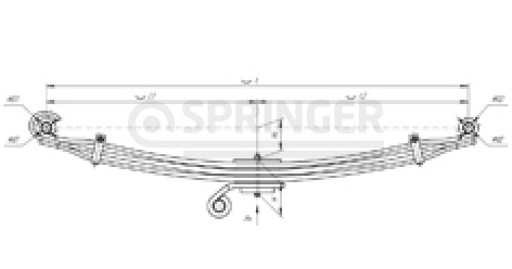 Front leaf-spring for Hyundai HD 120 4 leaves (left)