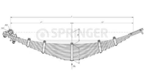 Rear leaf-spring for a trailer 85651A 16 leaves