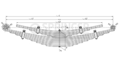 Rear leaf-spring for Hyundai HD 120 17 leaves
