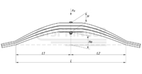 Rear leaf-spring for BPW 3 leaves