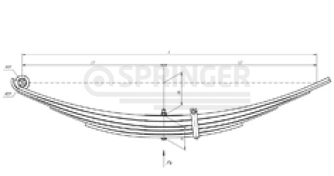 Rear leaf-spring for a trailer 9554 5 leaves