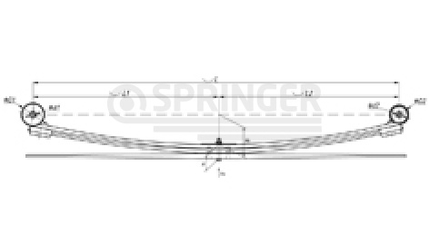 Rear leaf-spring for Ford Transit 3 leaves