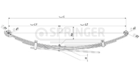 Rear leaf-spring for Mitsubishi L200 5 leaves