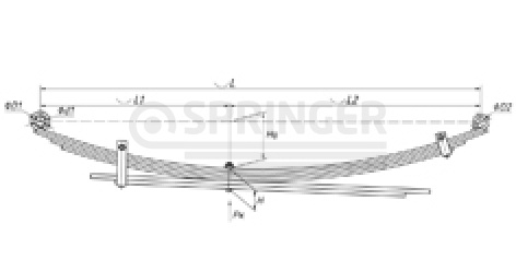 Rear leaf-spring for Hyundai Porter 1, H-100 6 leaves