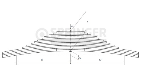 Rear spring Tonar 6428 14-leafs