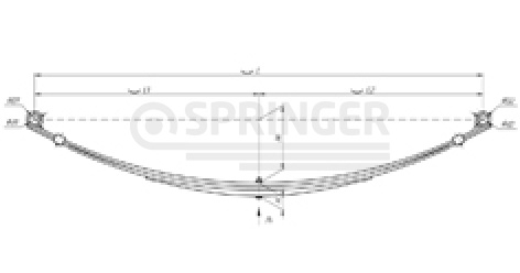 Rear leaf-spring for a trailer VIS 2347, 2349 3 leaves