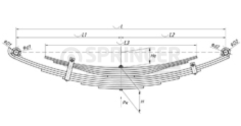 Rear leaf-spring for Hyundai HD 65, HD 72, HD 78 11 leaves